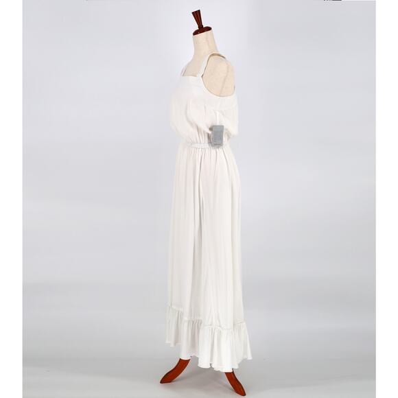 Splendid Women White Viscose Jenna Sleeveless Ruffle Maxi Flare Sundress Size M - Picture 4 of 5